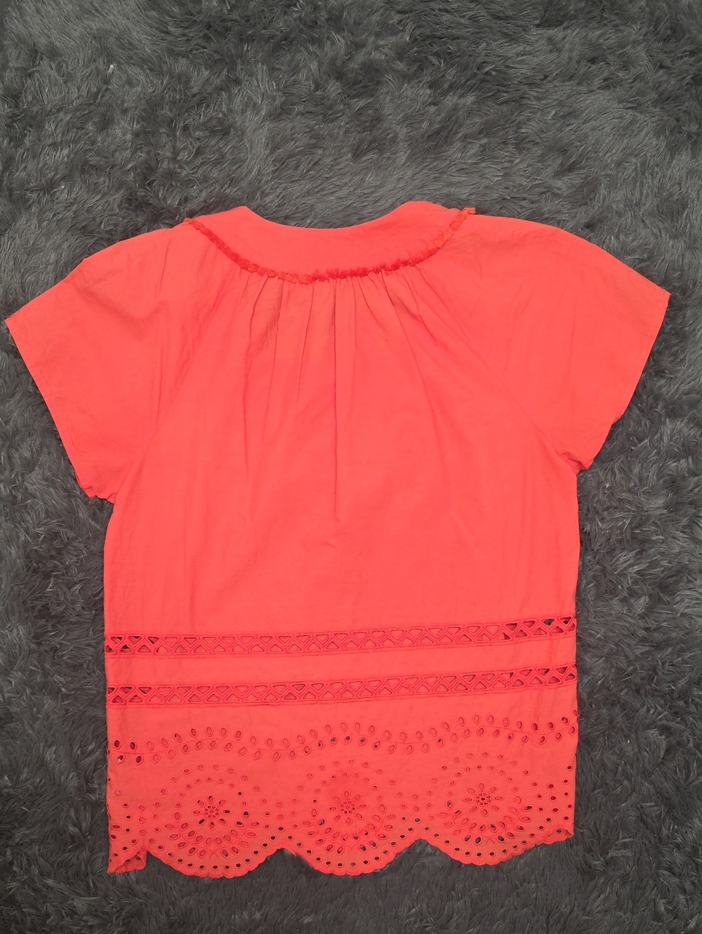 Madewell -Coral Eyelet Short Sleeve Top. Size S - Picture 6 of 7